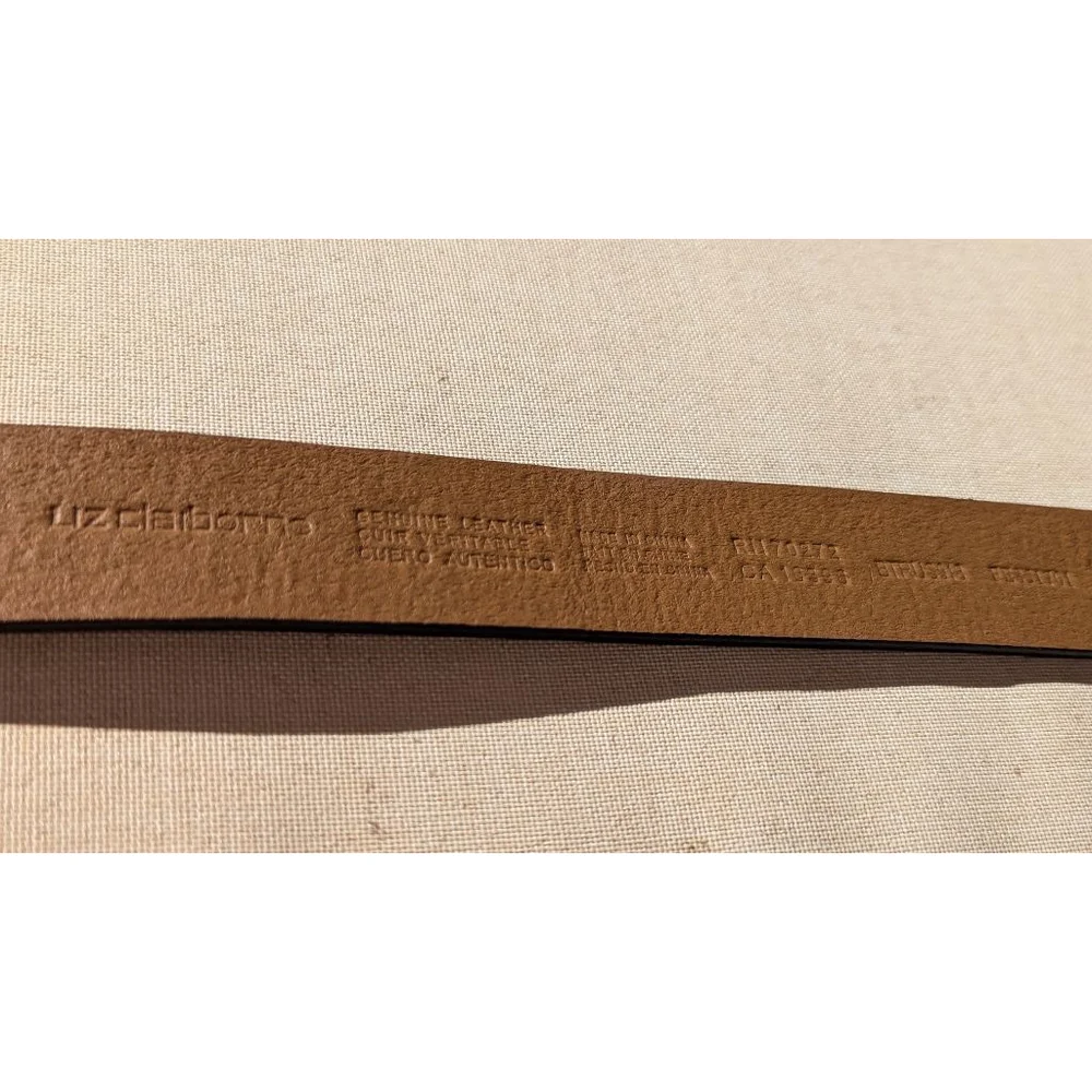Women's Liz Claiborne Brown Leather Belt with Gold Buckle One Size